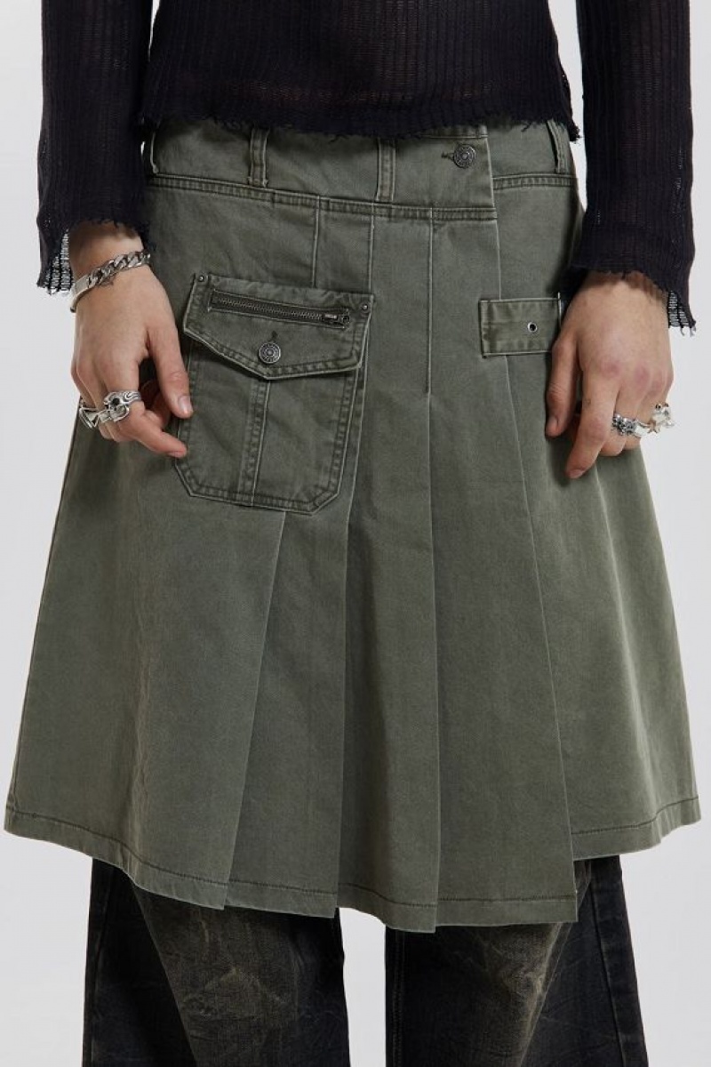 Jadedlondon Khaki Anarcho Kilt | JADLDN24787