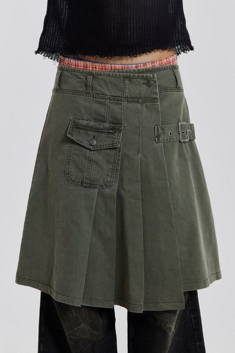 Jadedlondon Khaki Anarcho Kilt | JADLDN24787