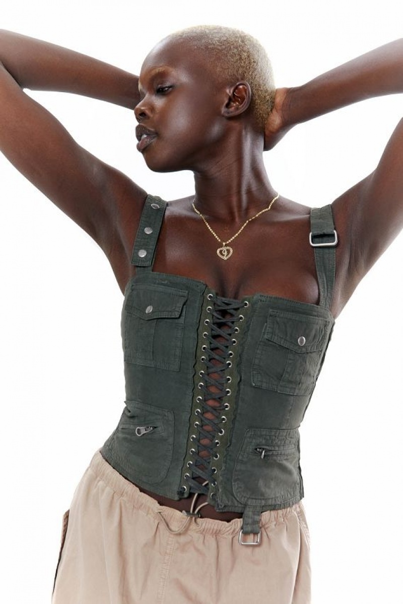 Jadedlondon Khaki Cargo Corset | JADLDN23928