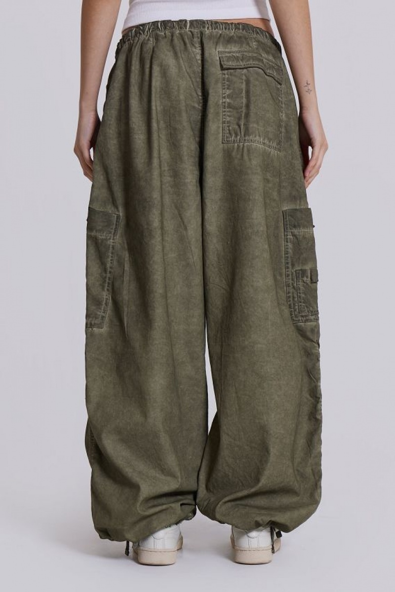 Jadedlondon Khaki Oil Wash Parachute Pants | JADLDN24119