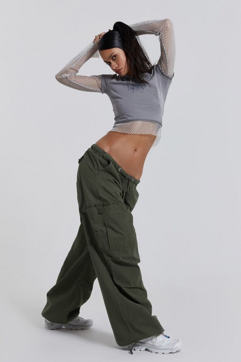 Jadedlondon Khaki Parachute Cargo Pants | JADLDN24077