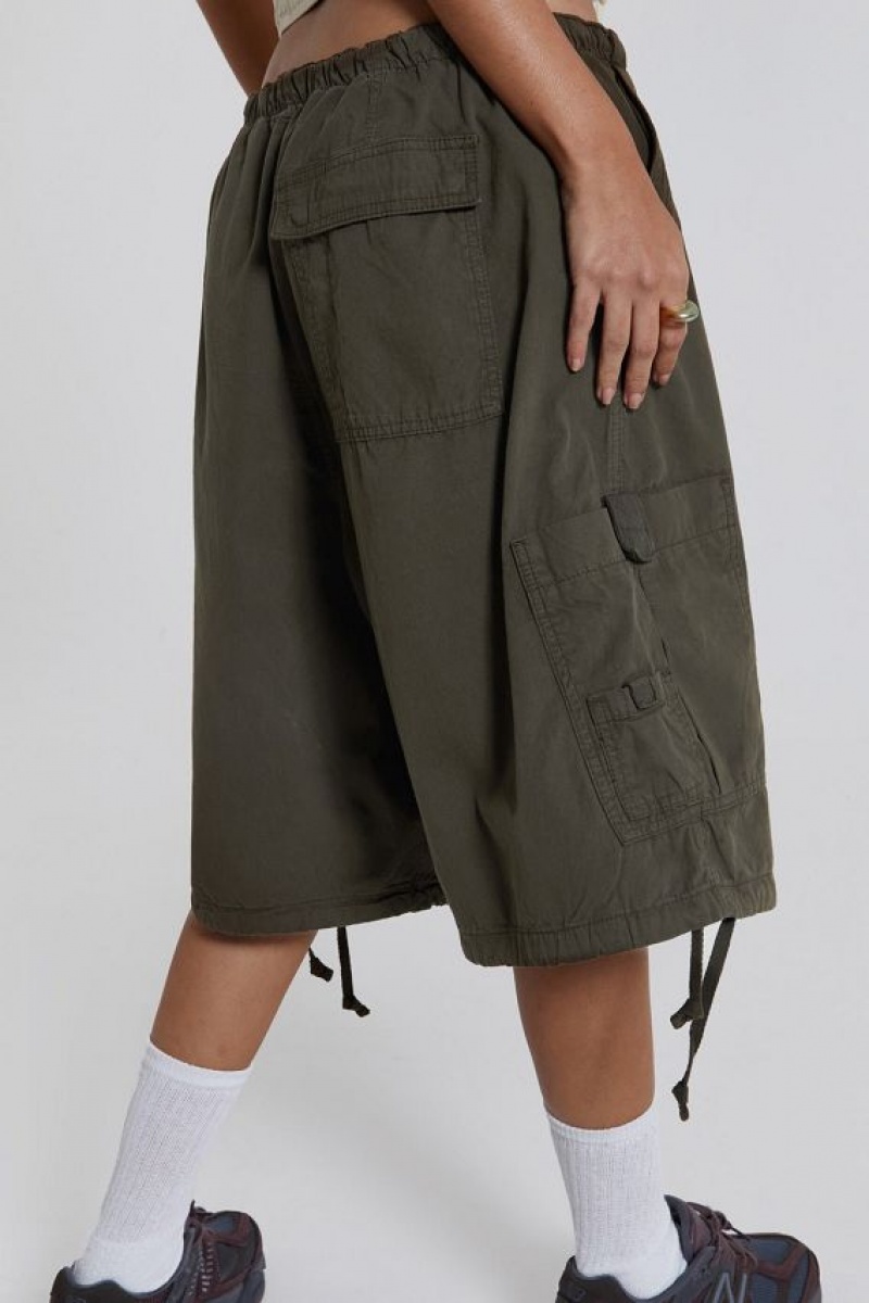 Jadedlondon Khaki Parachute Cargo Shorts | JADLDN24110