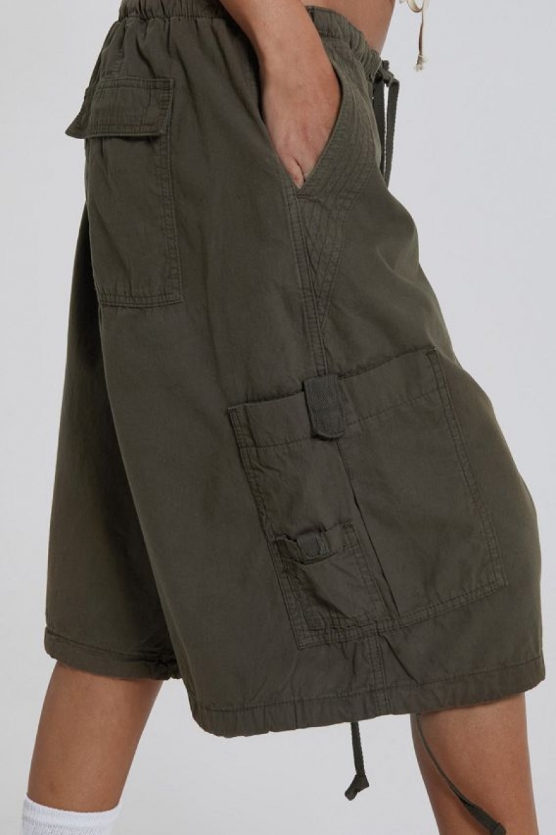 Jadedlondon Khaki Parachute Cargo Shorts | JADLDN24110