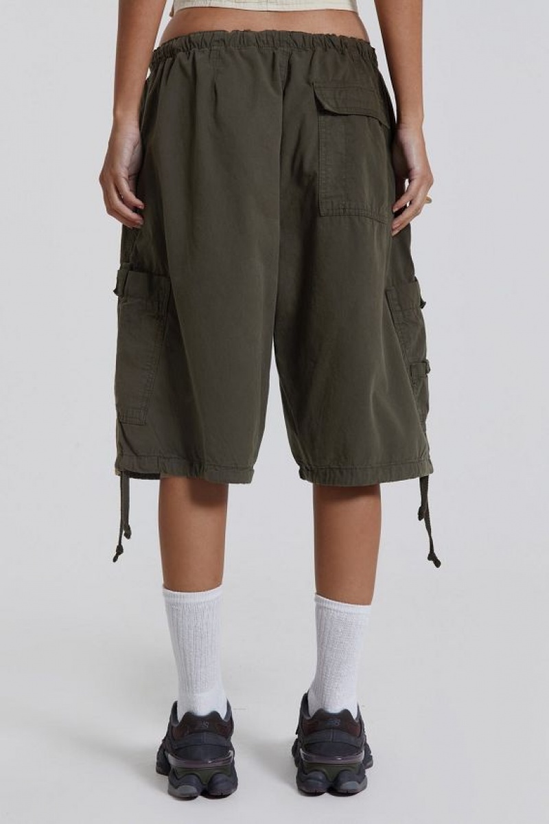 Jadedlondon Khaki Parachute Cargo Shorts | JADLDN24110