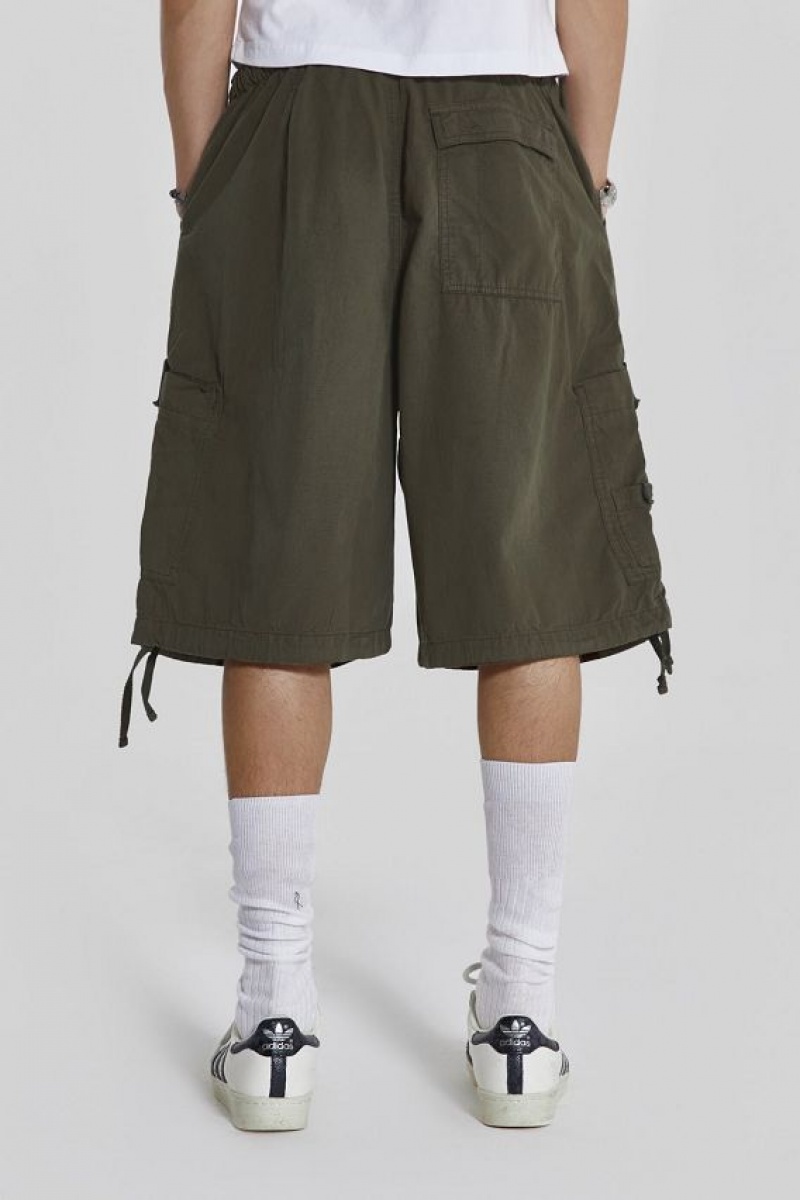 Jadedlondon Khaki Parachute Cargo Shorts | JADLDN24573