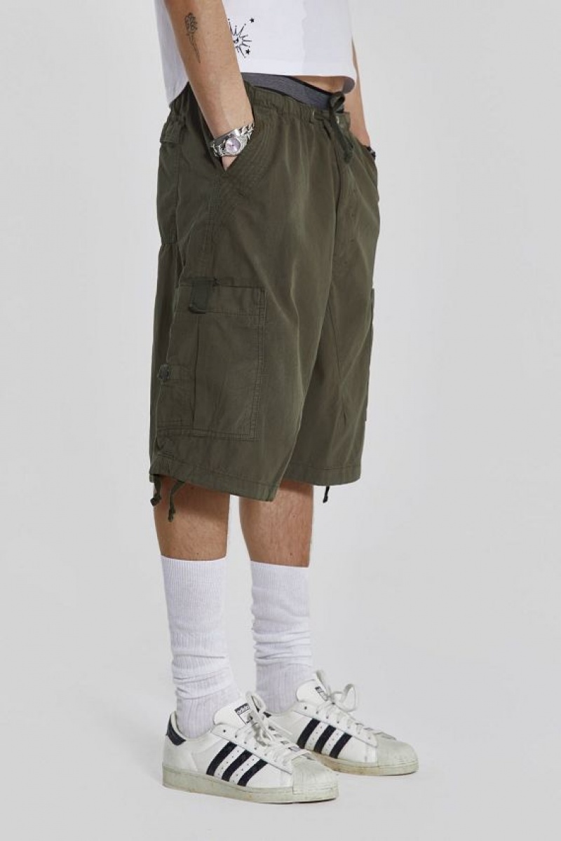 Jadedlondon Khaki Parachute Cargo Shorts | JADLDN24573