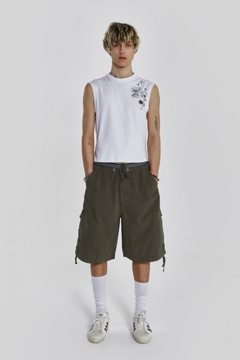 Jadedlondon Khaki Parachute Cargo Shorts | JADLDN24751