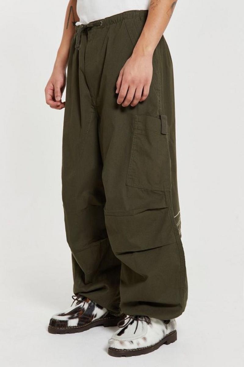 Jadedlondon Khaki Topograph Parachute Pants | JADLDN24764