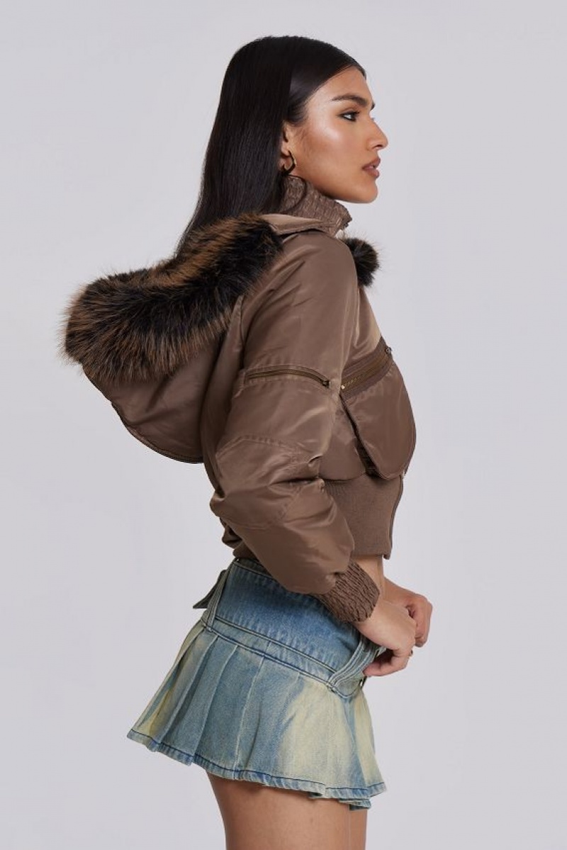 Jadedlondon Lennux Faux Fur Bomber Jacket | JADLDN24186