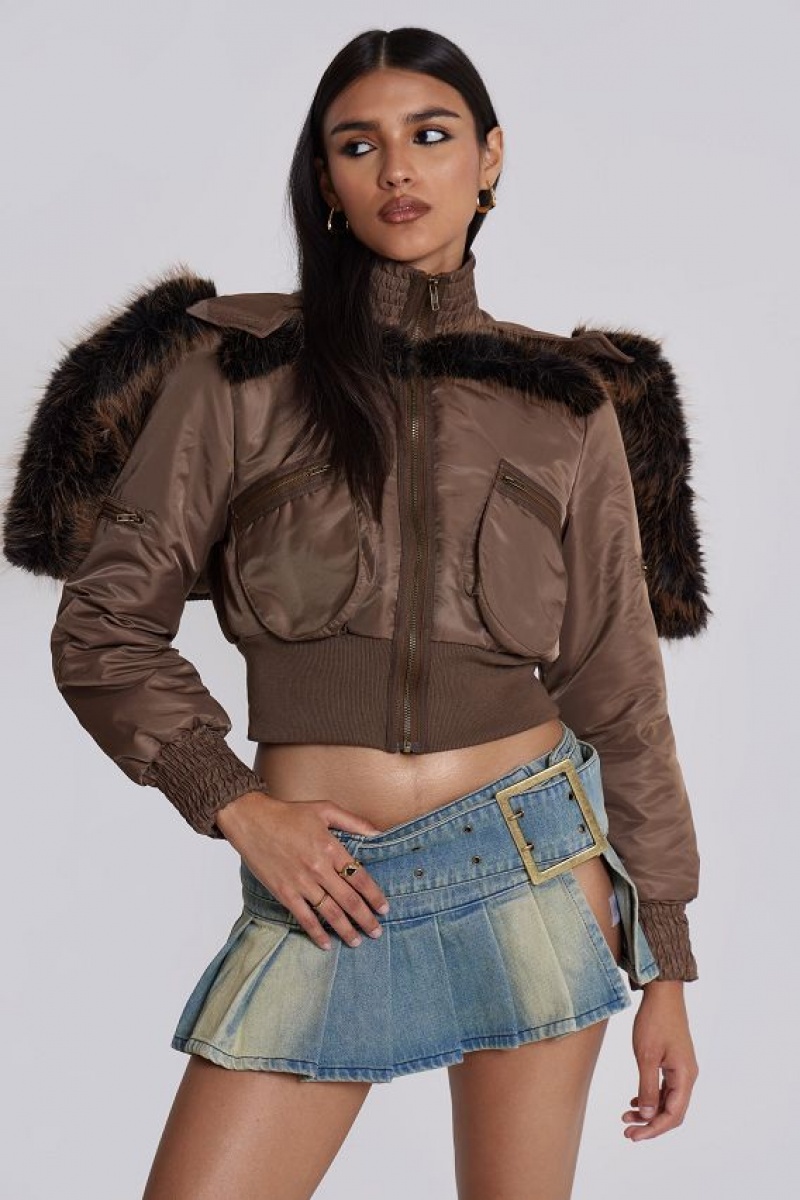 Jadedlondon Lennux Faux Fur Bomber Jacket | JADLDN24186