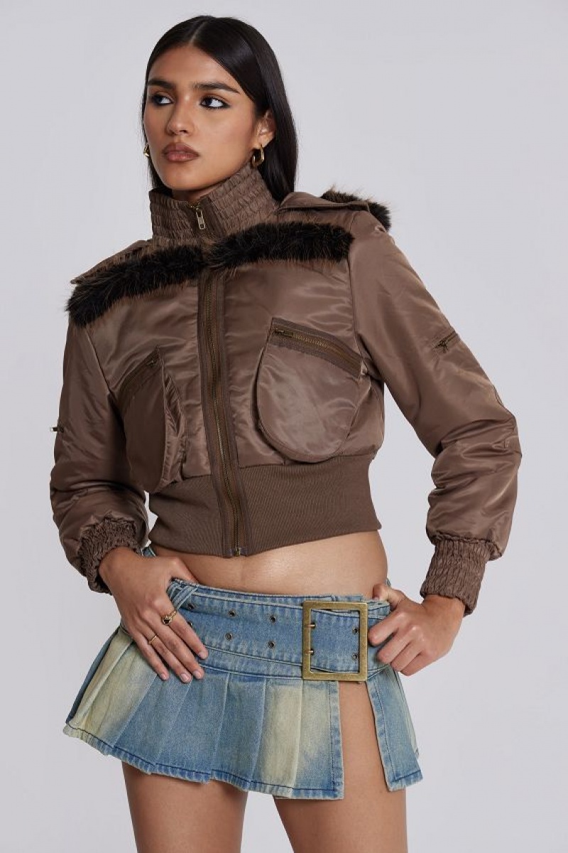 Jadedlondon Lennux Faux Fur Bomber Jacket | JADLDN24186