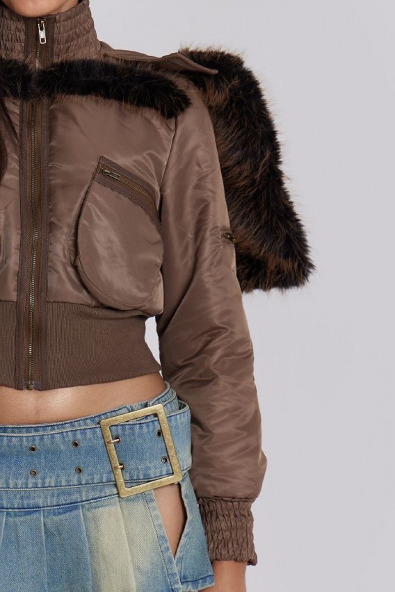 Jadedlondon Lennux Faux Fur Bomber Jacket | JADLDN24186