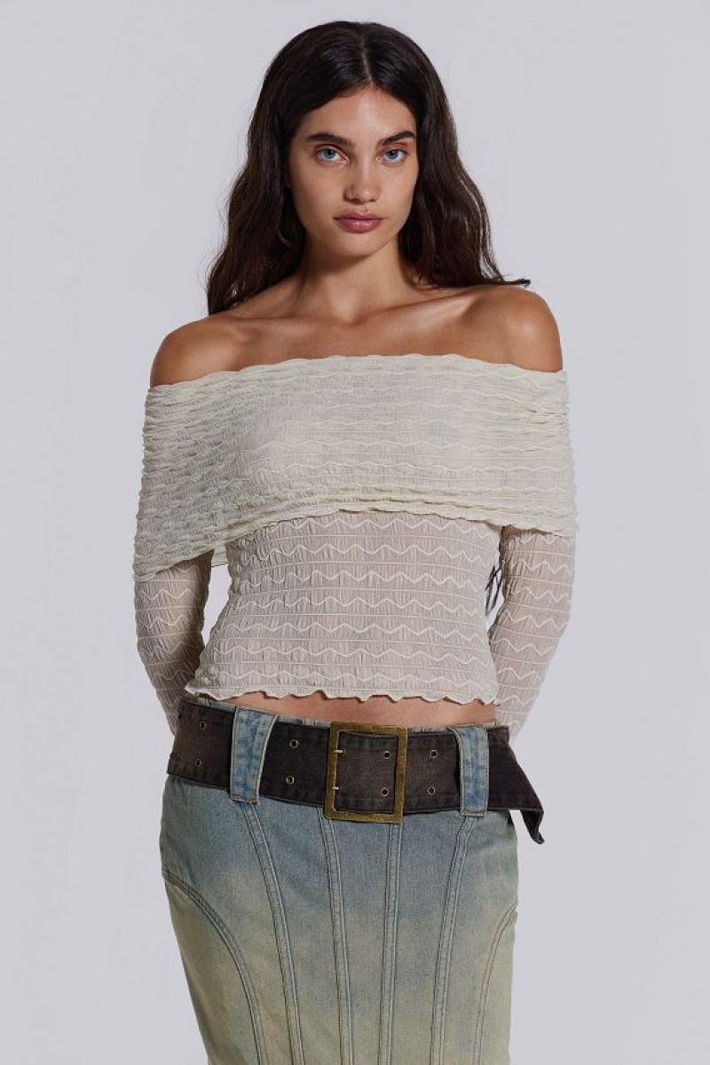 Jadedlondon Nyra Long Sleeve Bardot Top | JADLDN23981