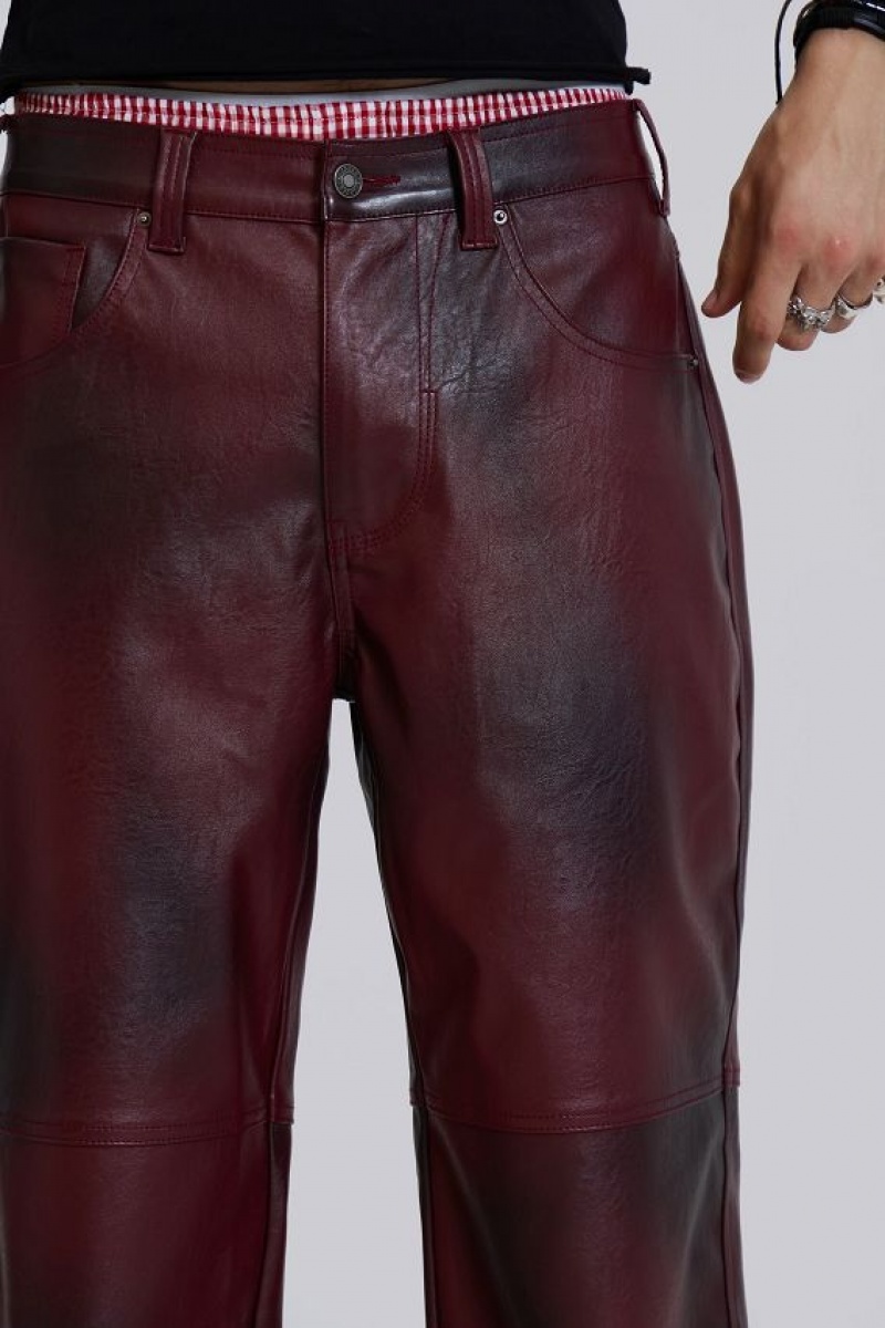 Jadedlondon Oxblood Faux Leather Pants | JADLDN24771