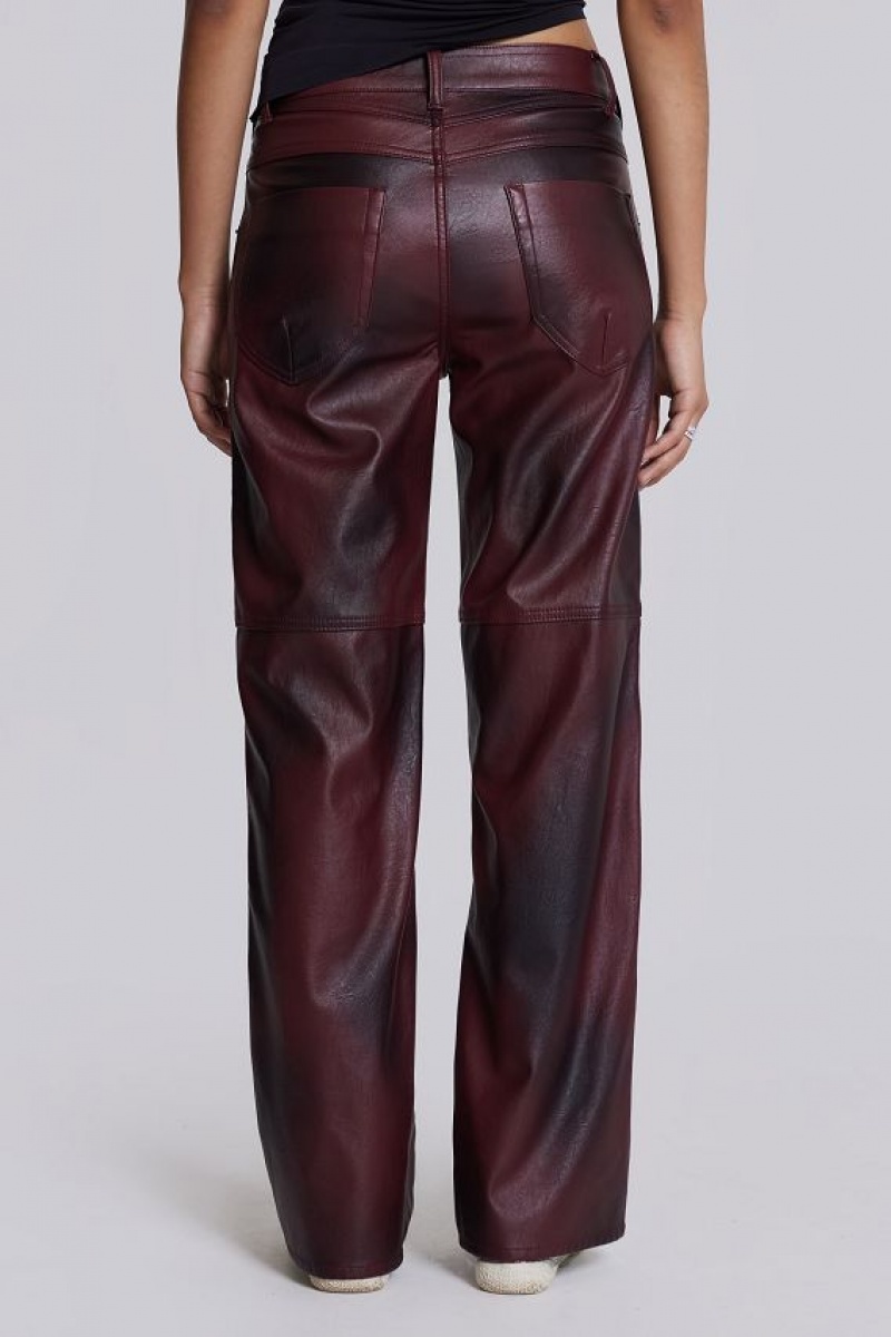 Jadedlondon Oxblood Faux Leather Pants | JADLDN24070