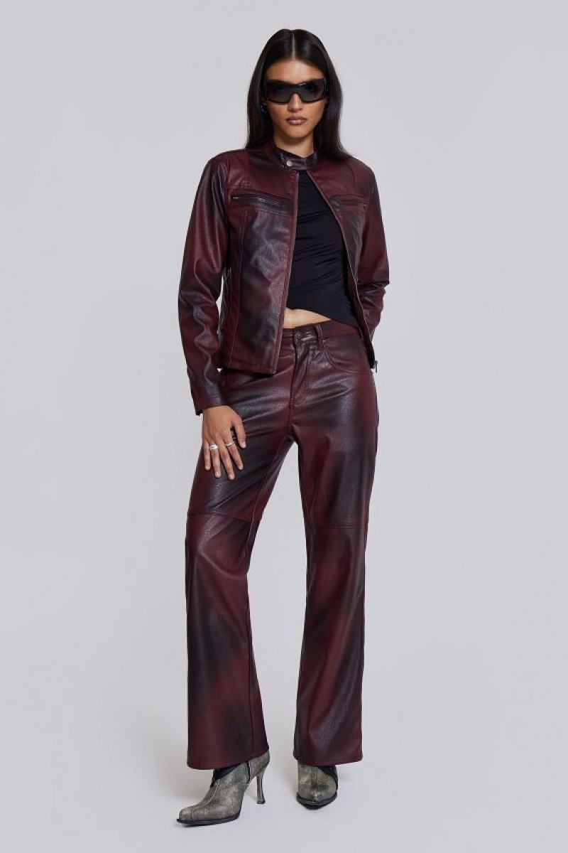 Jadedlondon Oxblood Faux Leather Pants | JADLDN24070