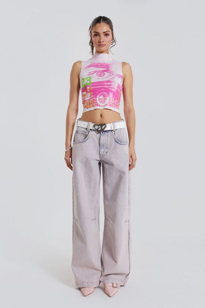 Jadedlondon Pink Wash Acid Colossus Baggy Jeans | JADLDN24385