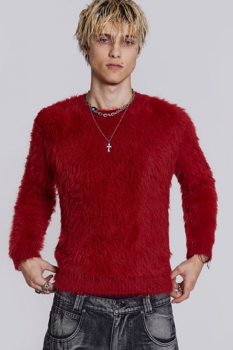 Jadedlondon Red Ominous Knit Jumper | JADLDN24838