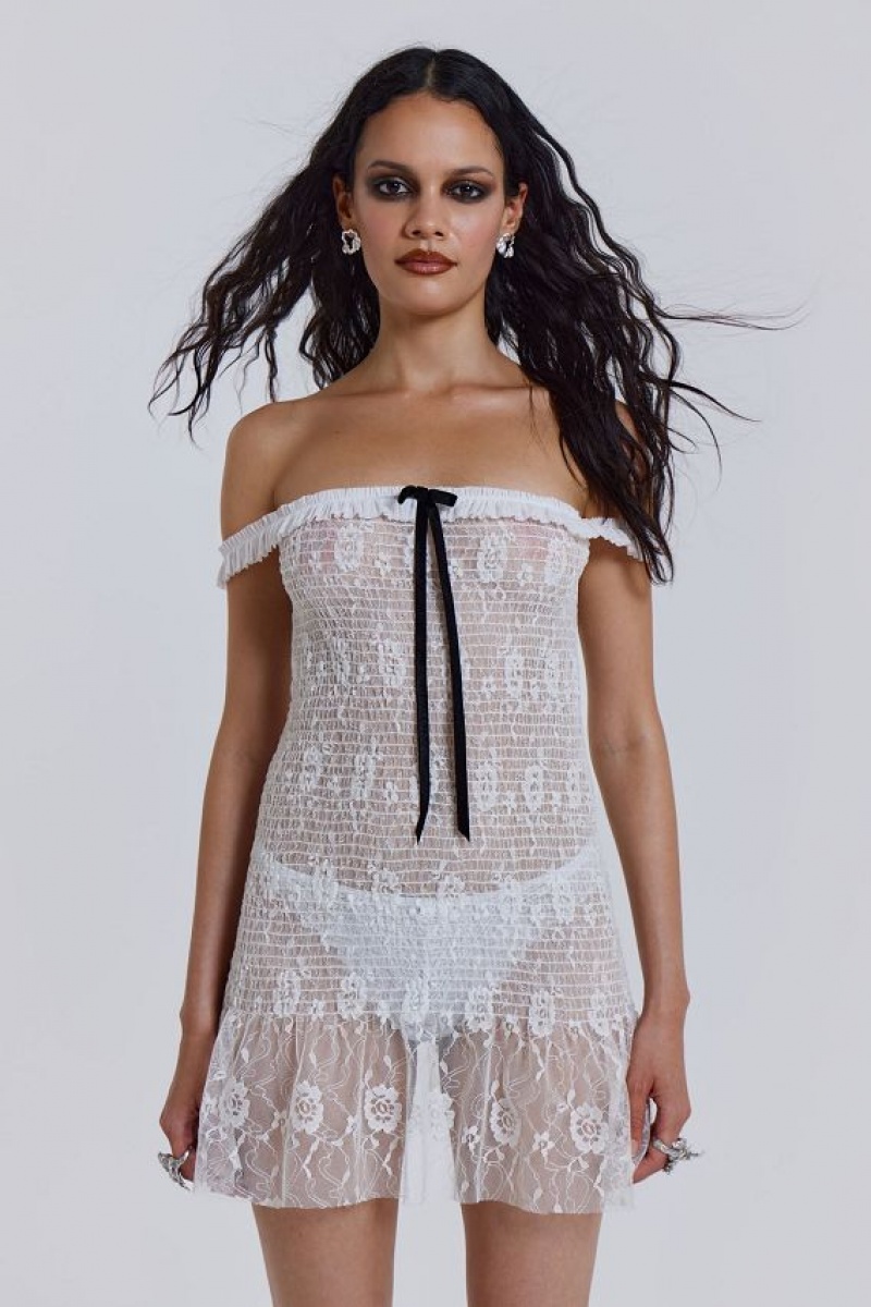 Jadedlondon Rita Mini Dress In White | JADLDN23786