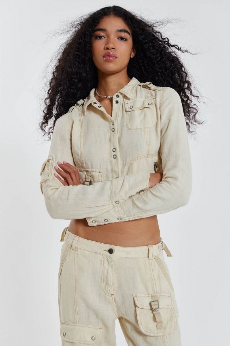 Jadedlondon Santal Linen Cargo Shirt | JADLDN23965