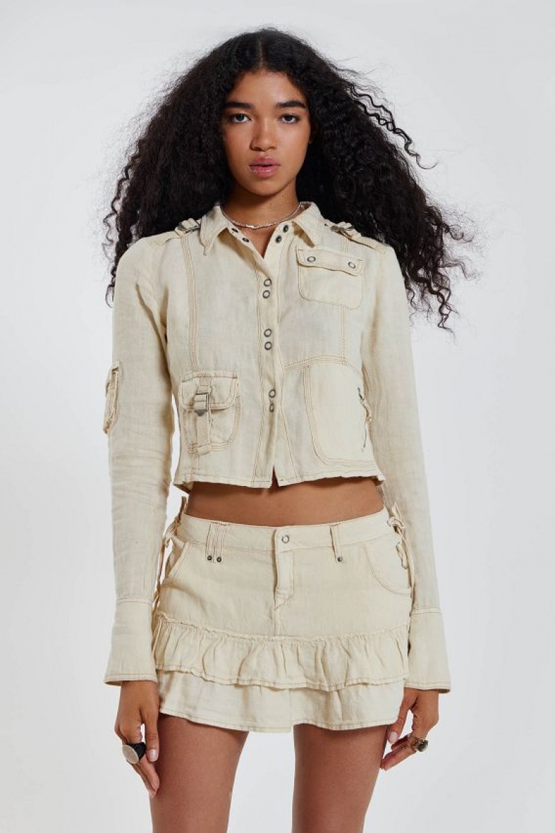 Jadedlondon Santal Linen Cargo Shirt | JADLDN23965