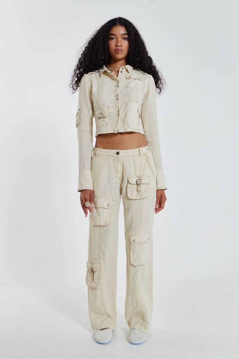 Jadedlondon Santal Linen Cargo Trousers | JADLDN24074