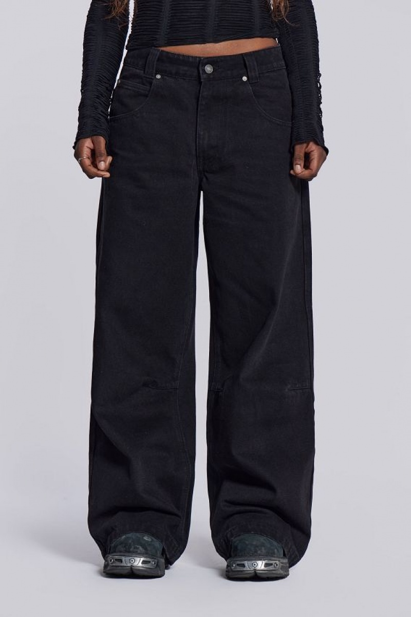 Jadedlondon Solid Black Colossus Jeans | JADLDN24409