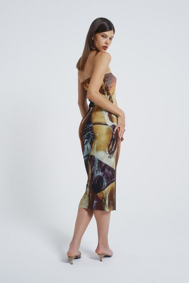 Jadedlondon Teased Multi-wear Bodycon Slip Midi Dress | JADLDN23809