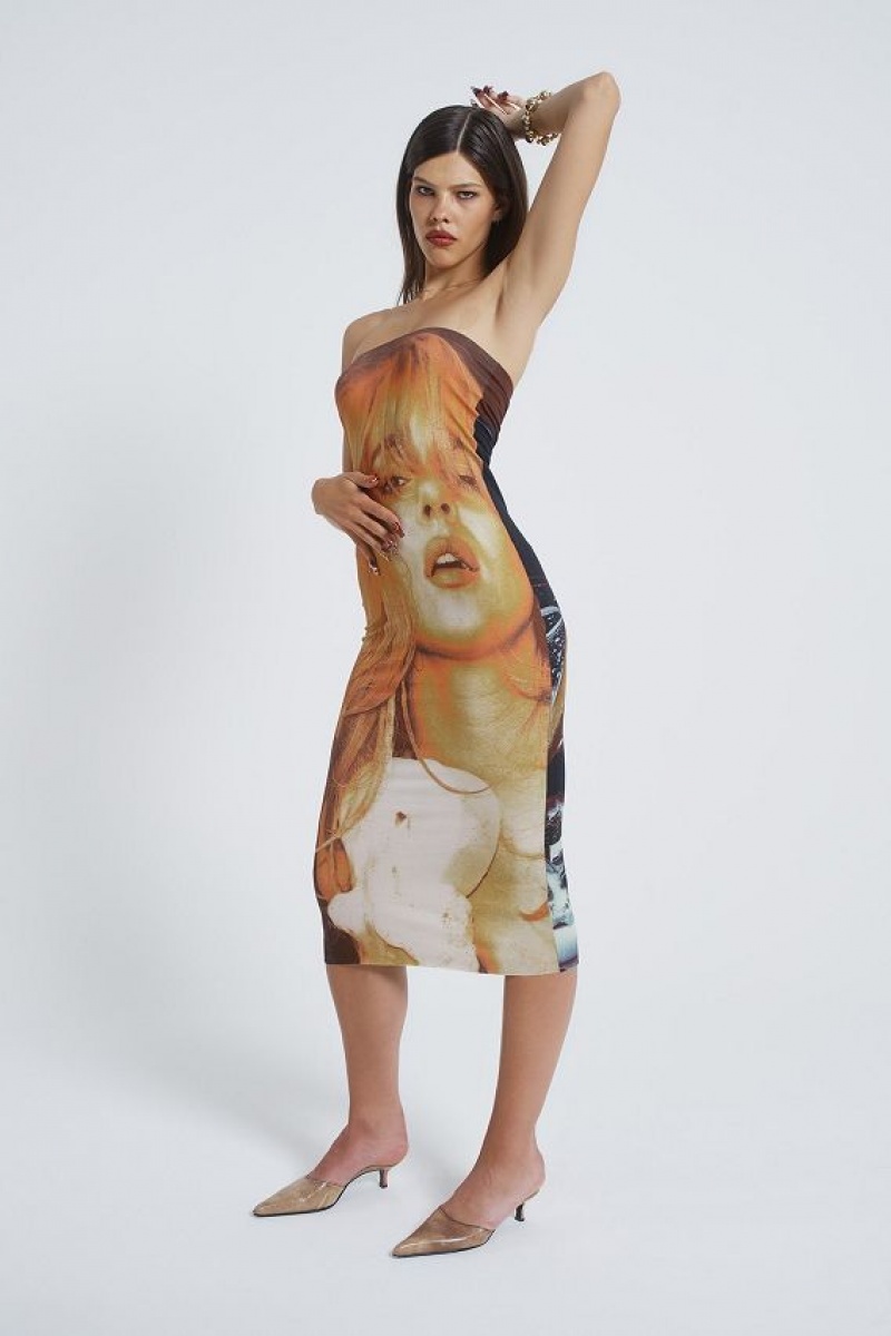 Jadedlondon Teased Multi-wear Bodycon Slip Midi Dress | JADLDN23809