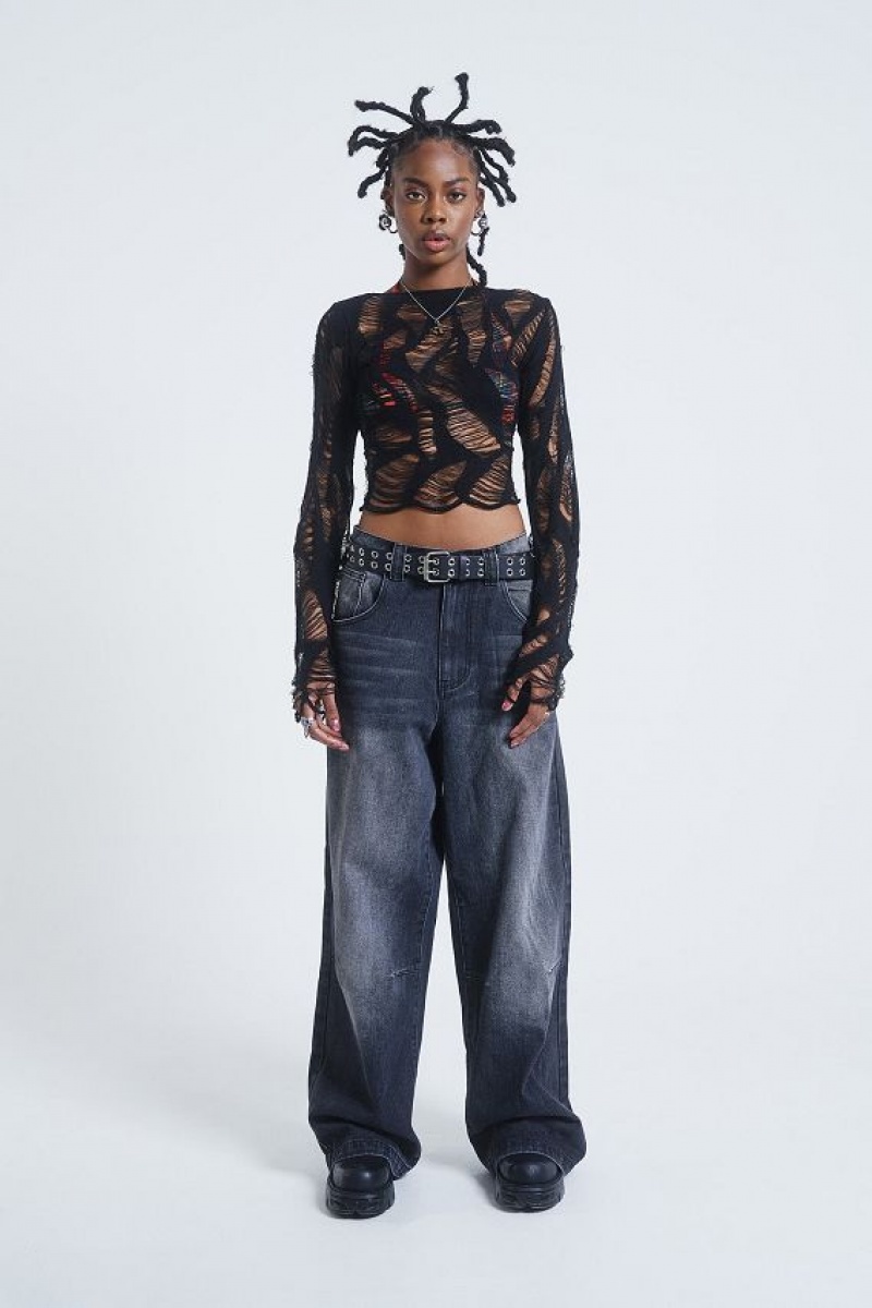 Jadedlondon Umbra In Distress Shredded Top | JADLDN23830