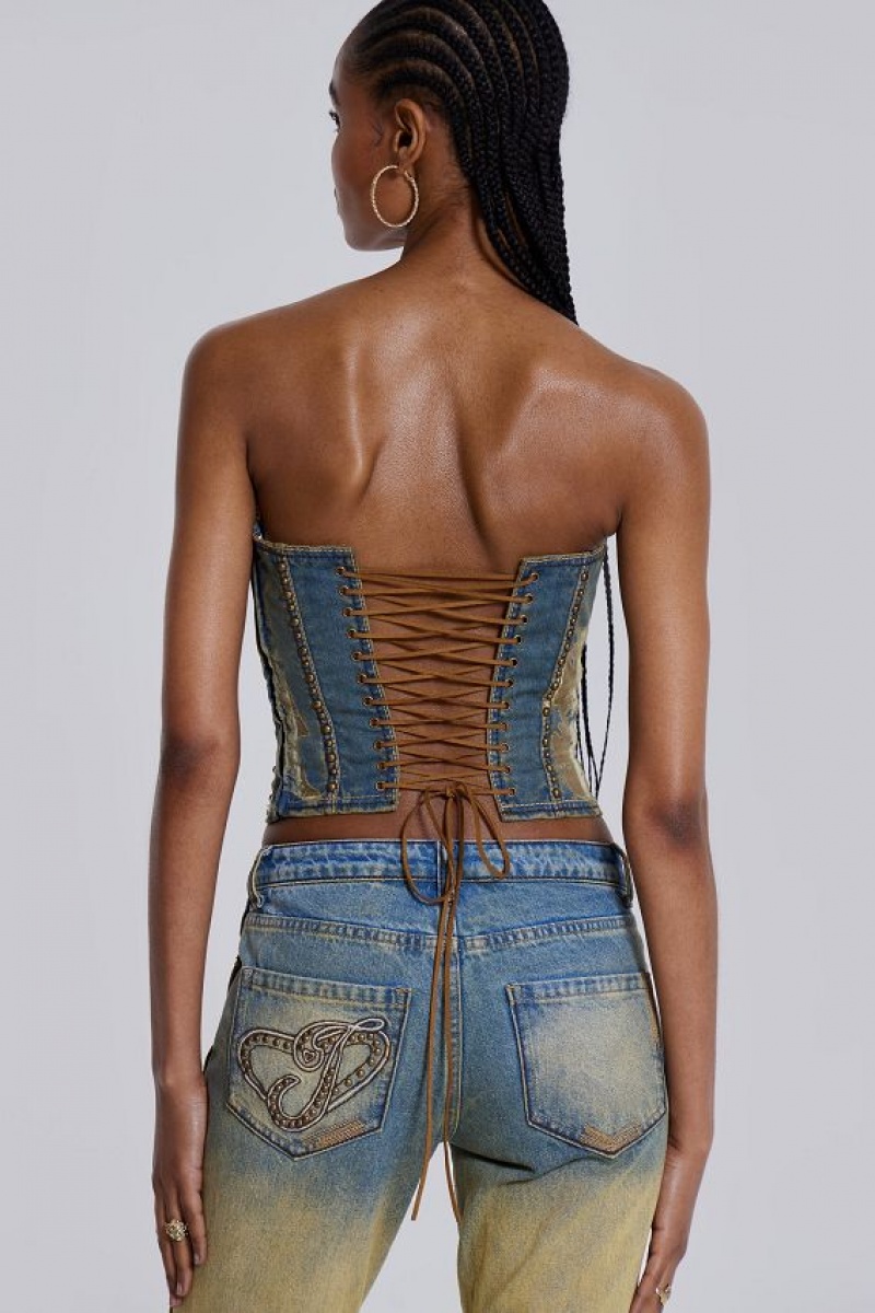 Jadedlondon Vega Denim Corset Top | JADLDN23937