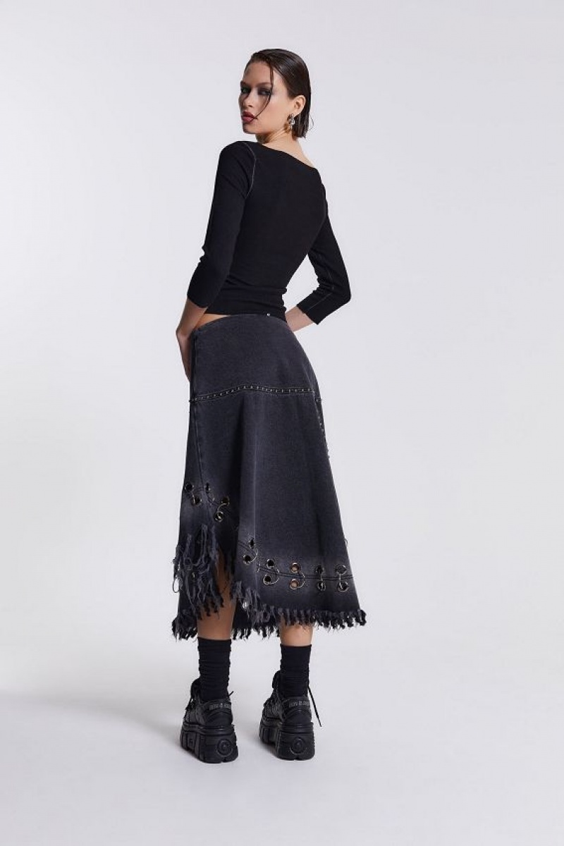 Jadedlondon Vendetta Denim Midi Skirt | JADLDN24215