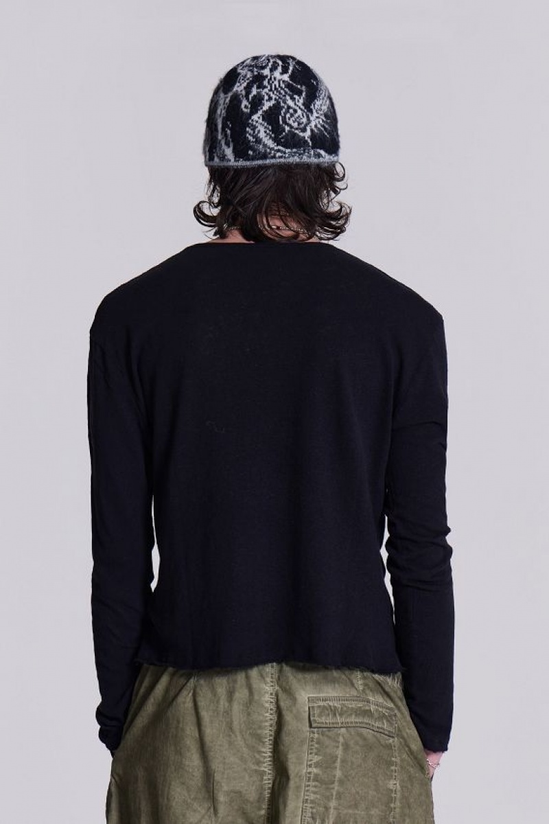 Jadedlondon Washed Black Long Sleeve Slub | JADLDN24643