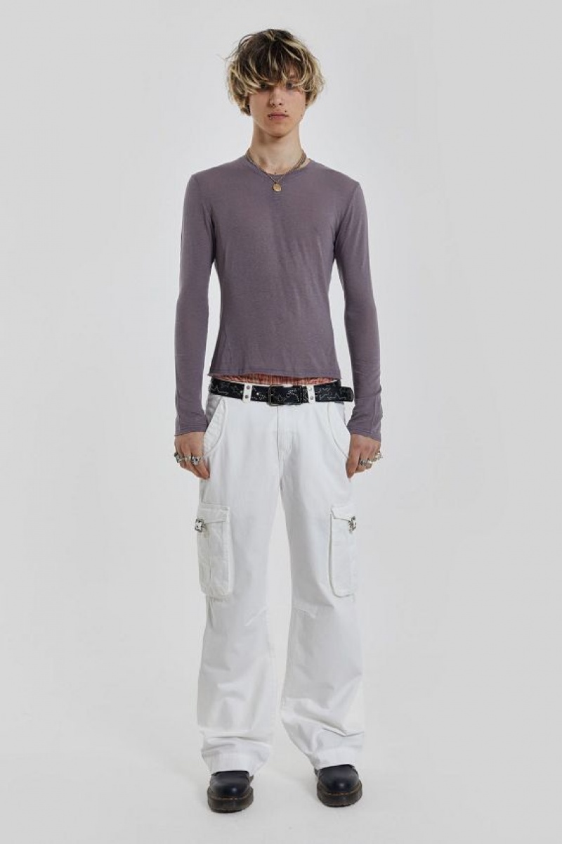 Jadedlondon White Straight Leg Cargo Trousers | JADLDN24768