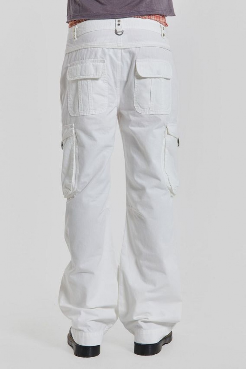 Jadedlondon White Straight Leg Cargo Trousers | JADLDN24744